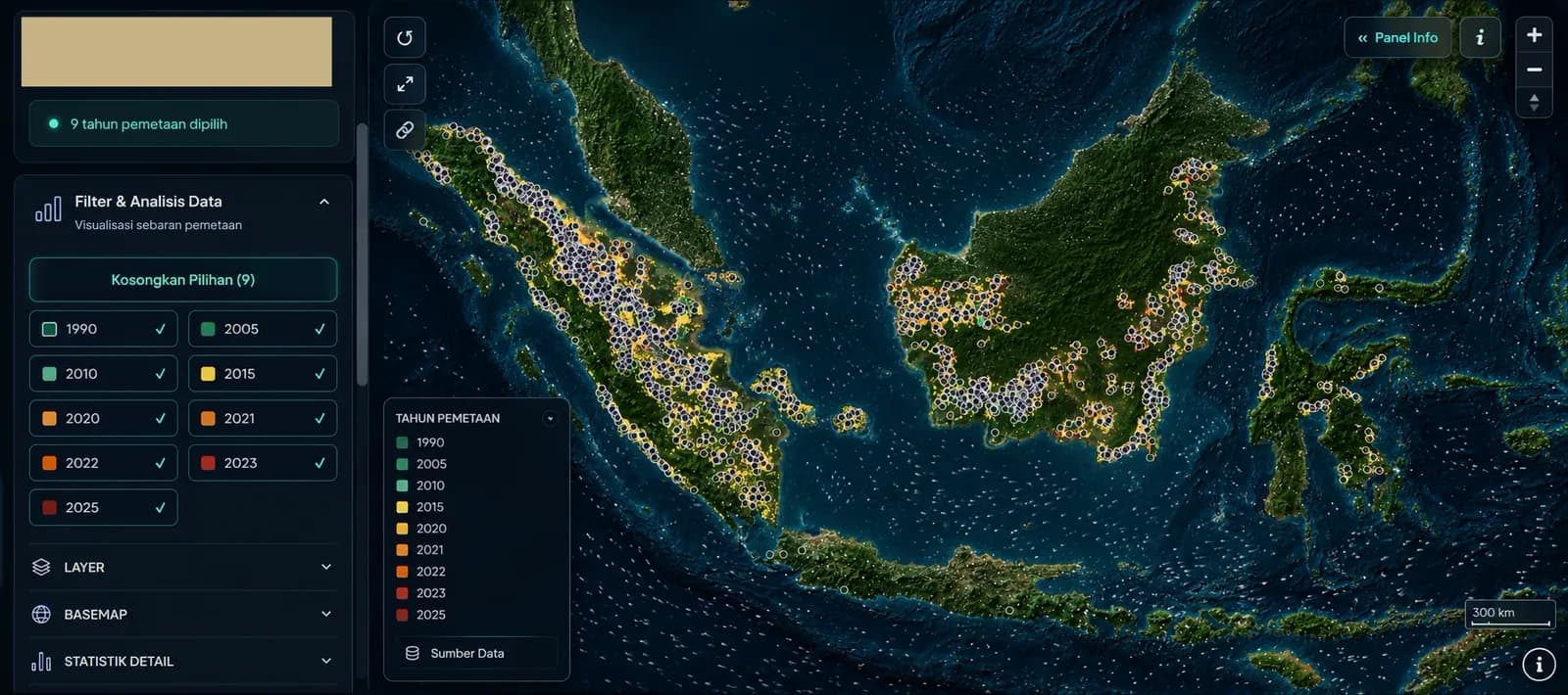 Tampilan platform WebGIS dengan peta sebaran data